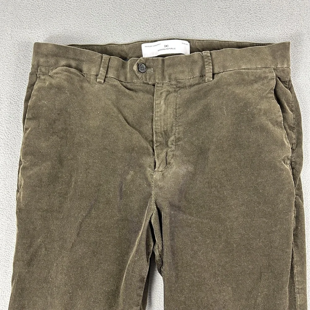 Banana Republic Corduroy Pants 32x24 Mens Brown Traveler Slim Fit Chino Trousers